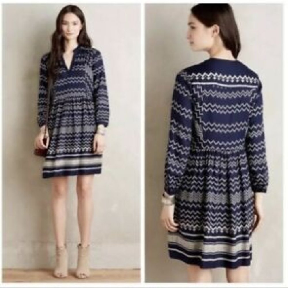 Anthro Holding Horses  chevron dress